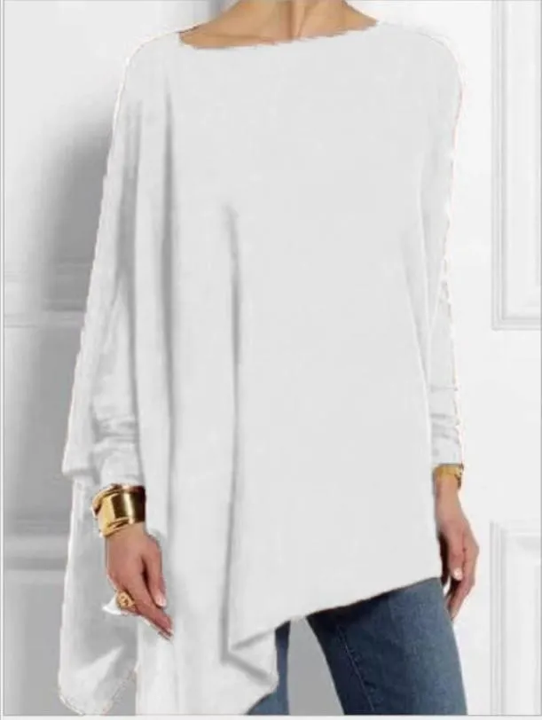 Women Round Neck Long Sleeve Cotton Blend Shirts & Tops