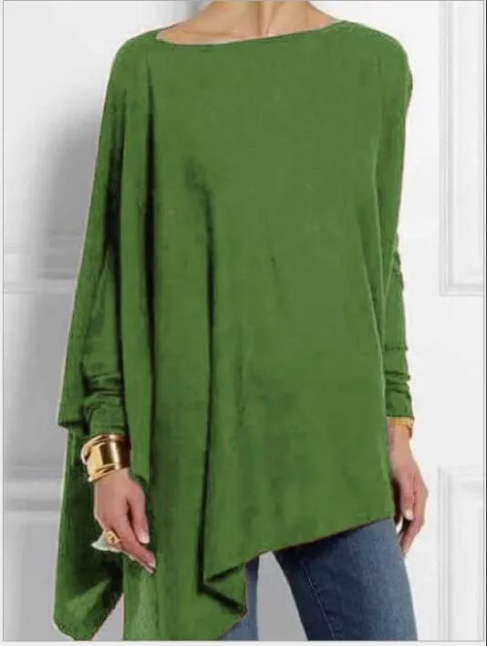 Women Round Neck Long Sleeve Cotton Blend Shirts & Tops