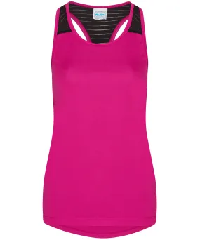 Womens cool smooth workout vest | Hot Pink/Black